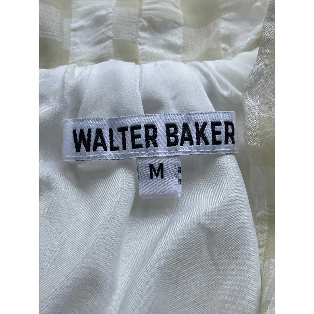 Walter Baker Beige Gingham Tie Neck Ruffle Mini Dress W71243 Womens Medium - Picture 3 of 8